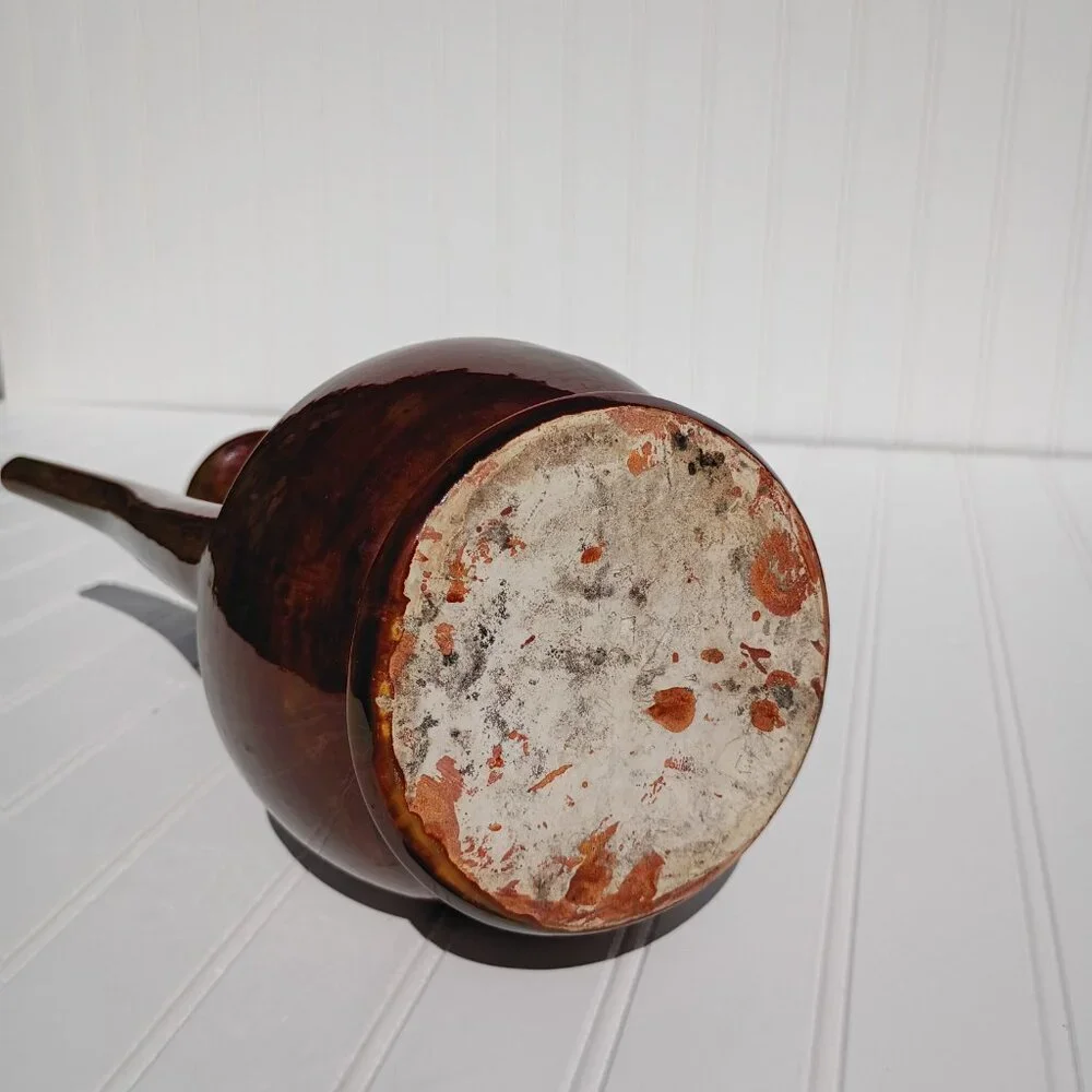 Vtg Mid-Century Modern Ceramic Ewer Pitcher Drip Glaze Decorative Vase No Lid